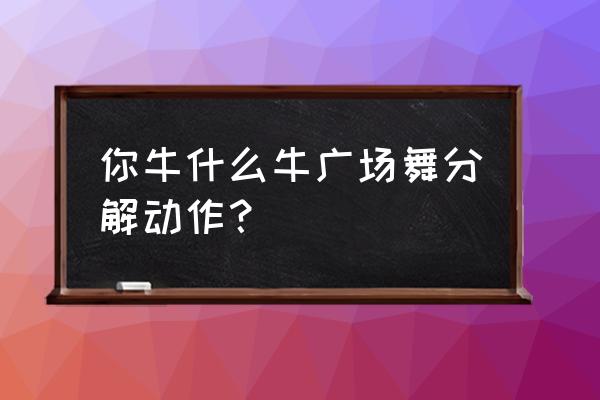 广场舞迪斯科你牛什么你 你牛什么牛广场舞分解动作？