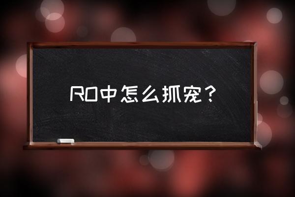 仙境传说可以捕捉什么 RO中怎么抓宠？