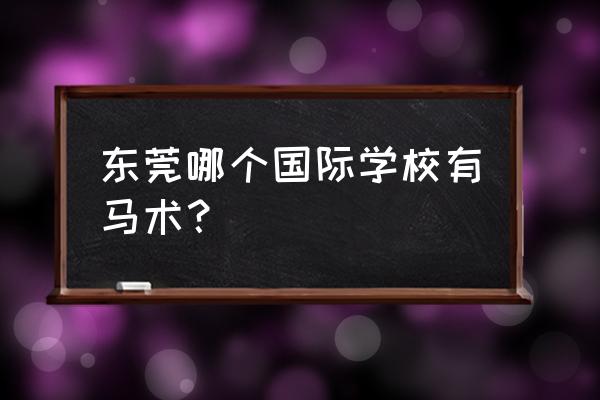 马术教练会教学生什么 东莞哪个国际学校有马术？