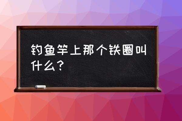 鱼竿绕线的金属盘盘叫什么 钓鱼竿上那个铁圈叫什么？