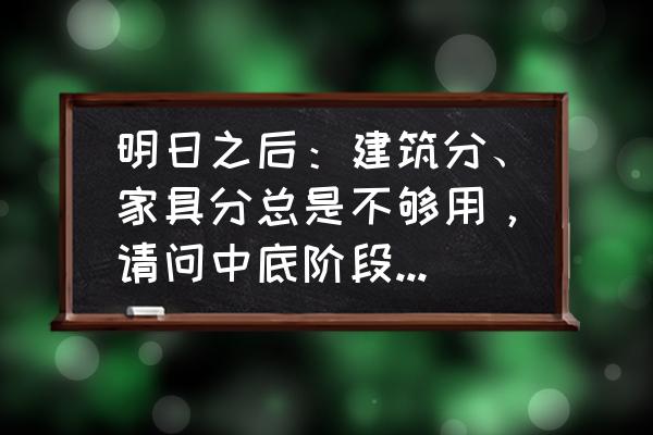 明日之后家具回收任务怎么做 明日之后：建筑分、家具分总是不够用，请问中底阶段玩家对此如何做出突破性的改变？