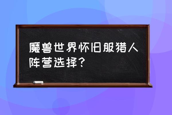 怀旧服猎人pvp技巧 魔兽世界怀旧服猎人阵营选择？