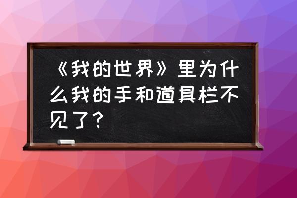 我的世界怎么查看方块信息 《我的世界》里为什么我的手和道具栏不见了？