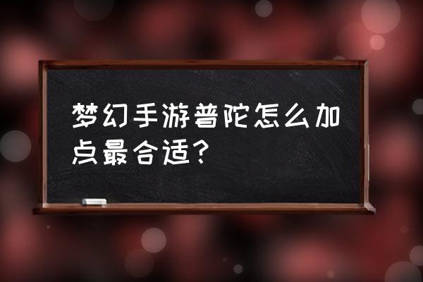 梦幻手游普陀最新技能加点攻略 梦幻手游普陀怎么加点最合适？