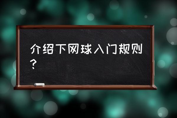 对网球规则的认识和想法 介绍下网球入门规则？