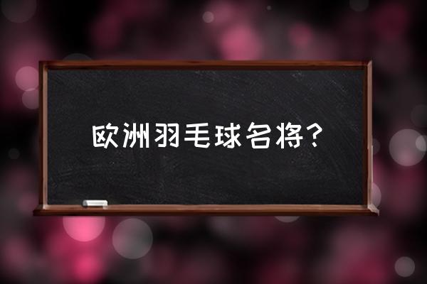 2018年世界羽联总决赛名单 欧洲羽毛球名将？