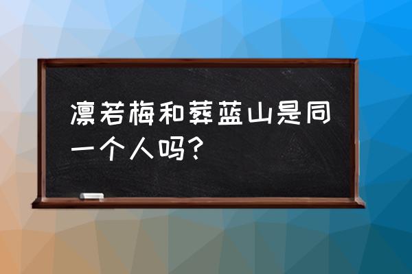 霹雳侠影24集 凛若梅和葬蓝山是同一个人吗？