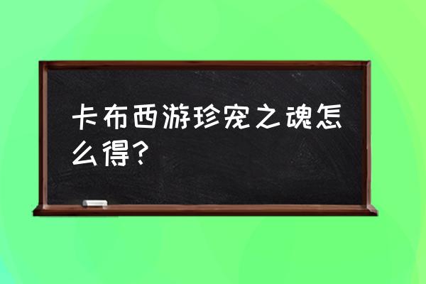 卡布西游绝版宠物排行 卡布西游珍宠之魂怎么得？