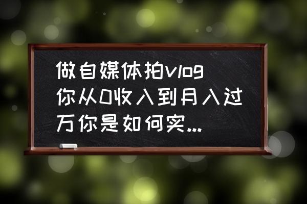 如何制作vlog属于自己的开头 做自媒体拍vlog你从0收入到月入过万你是如何实现目标的？