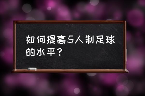 5岁儿童足球入门训练计划 如何提高5人制足球的水平？