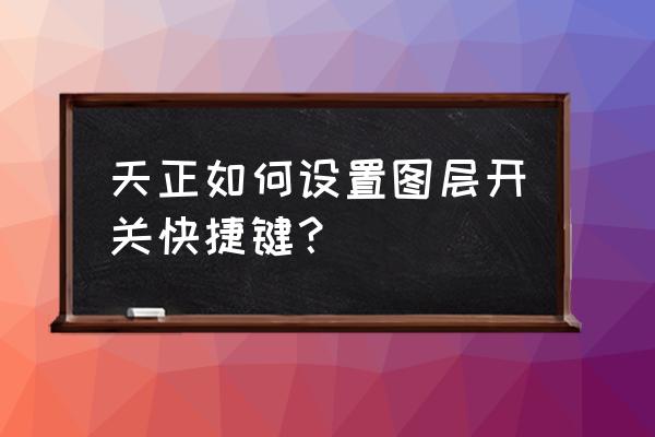 天正建筑怎样关闭文件选项卡 天正如何设置图层开关快捷键？