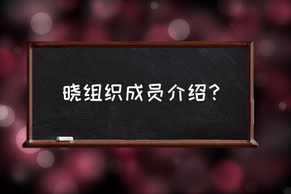 火影忍者中晓组织的所有成员 晓组织成员介绍？