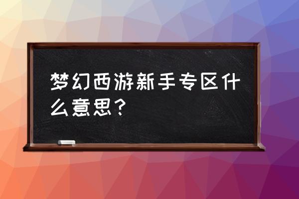 梦幻西游新手专用区什么意思 梦幻西游新手专区什么意思？