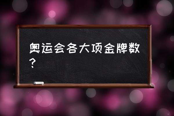 奥运大项金牌怎么算 奥运会各大项金牌数？