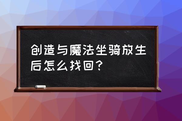 创造与魔法怎样找回放生宠物 创造与魔法坐骑放生后怎么找回？