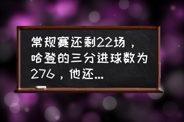 詹姆斯哈登都有哪些nba纪录 常规赛还剩22场，哈登的三分进球数为276，他还能打破库里402个三分的纪录吗？