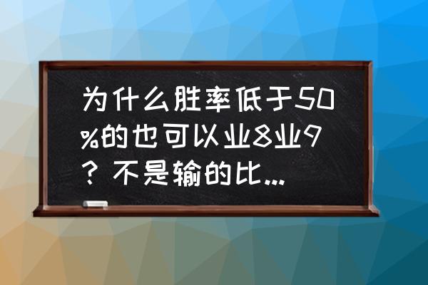 天天象棋20关教学 为什么胜率低于50%的也可以业8业9？不是输的比赢的多吗？