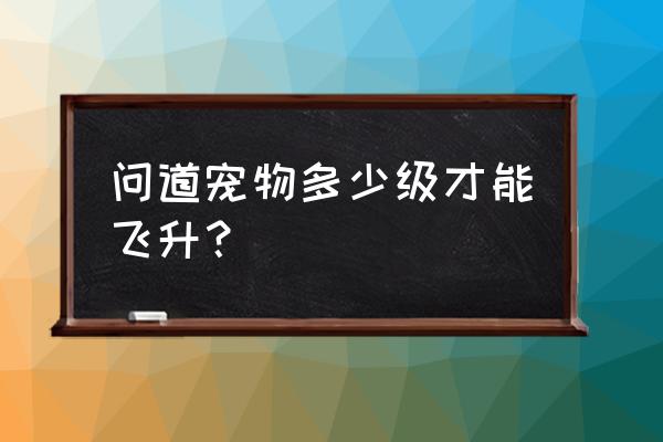 问道手游宠物飞升自己能完成吗 问道宠物多少级才能飞升？